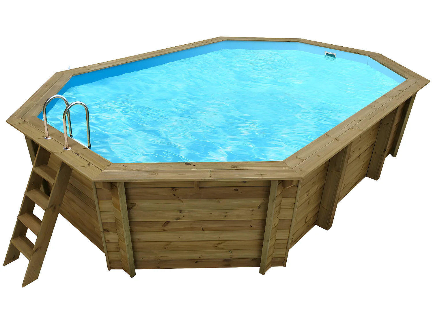 Piscine bois " Baléares " - 6.50 x 4.40 x 1.31 m -  Bâche à bulles 180 µ + Bâche hiver 280 g/m²