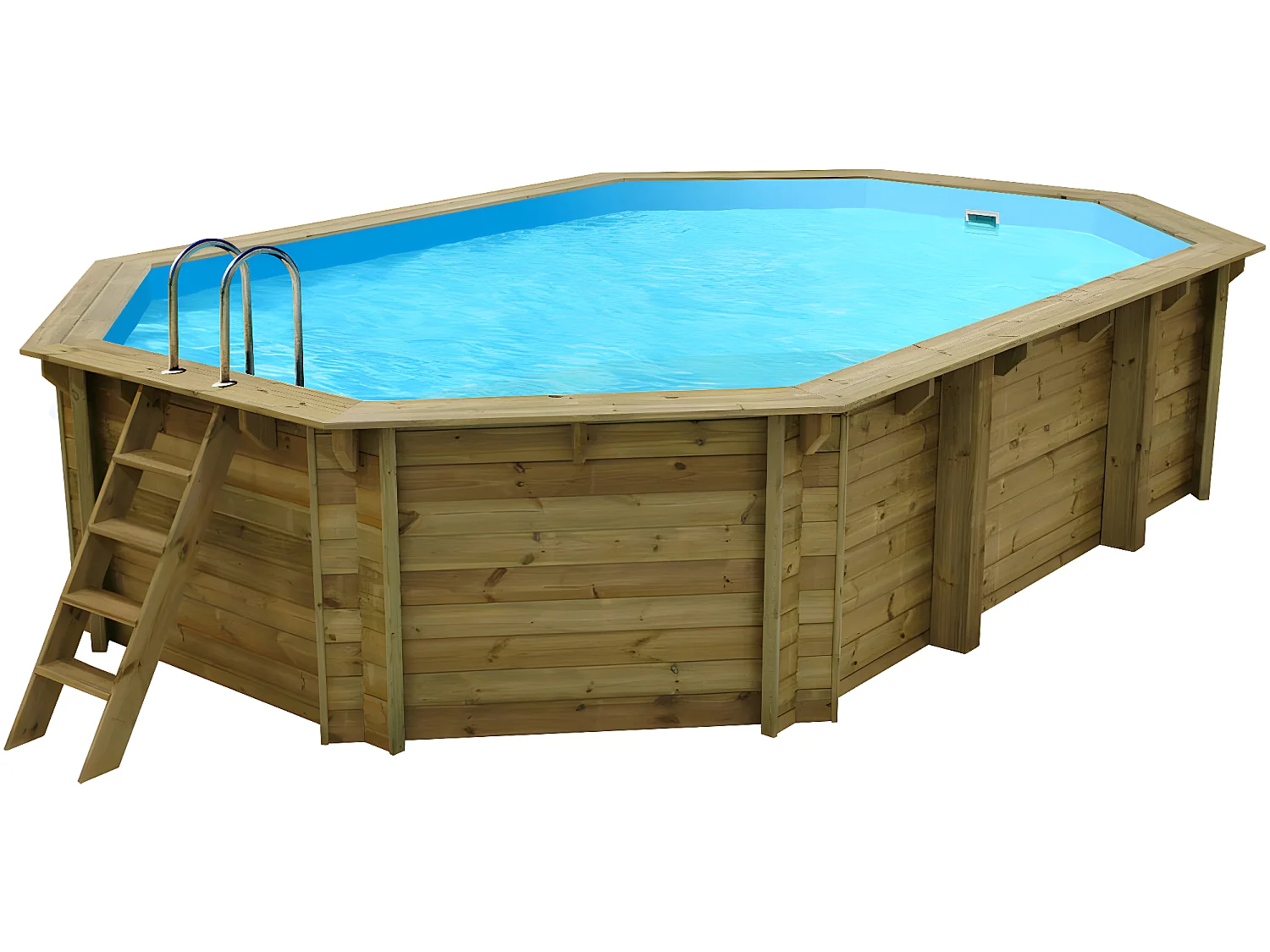 Piscine bois " Baléares " - 6.50 x 4.40 x 1.31 m -  Bâche à bulles 180 µ + Bâche hiver 280 g/m²