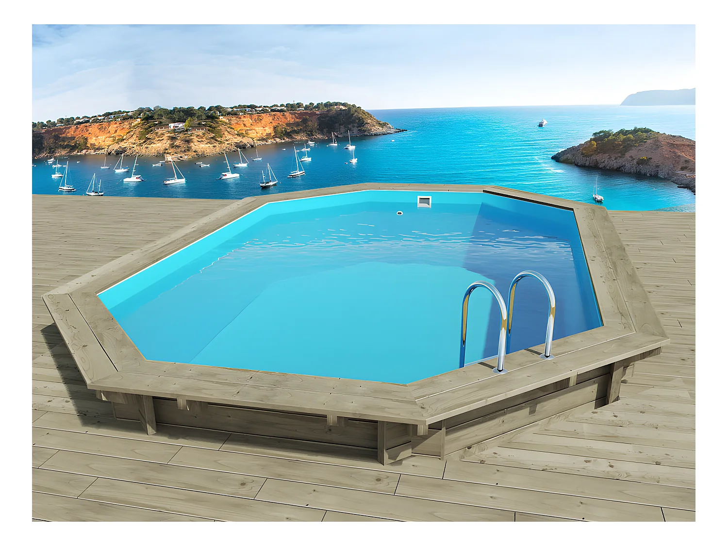 Piscine bois " Miami 130 " - 4.86 x 3.36 x 1.30 m