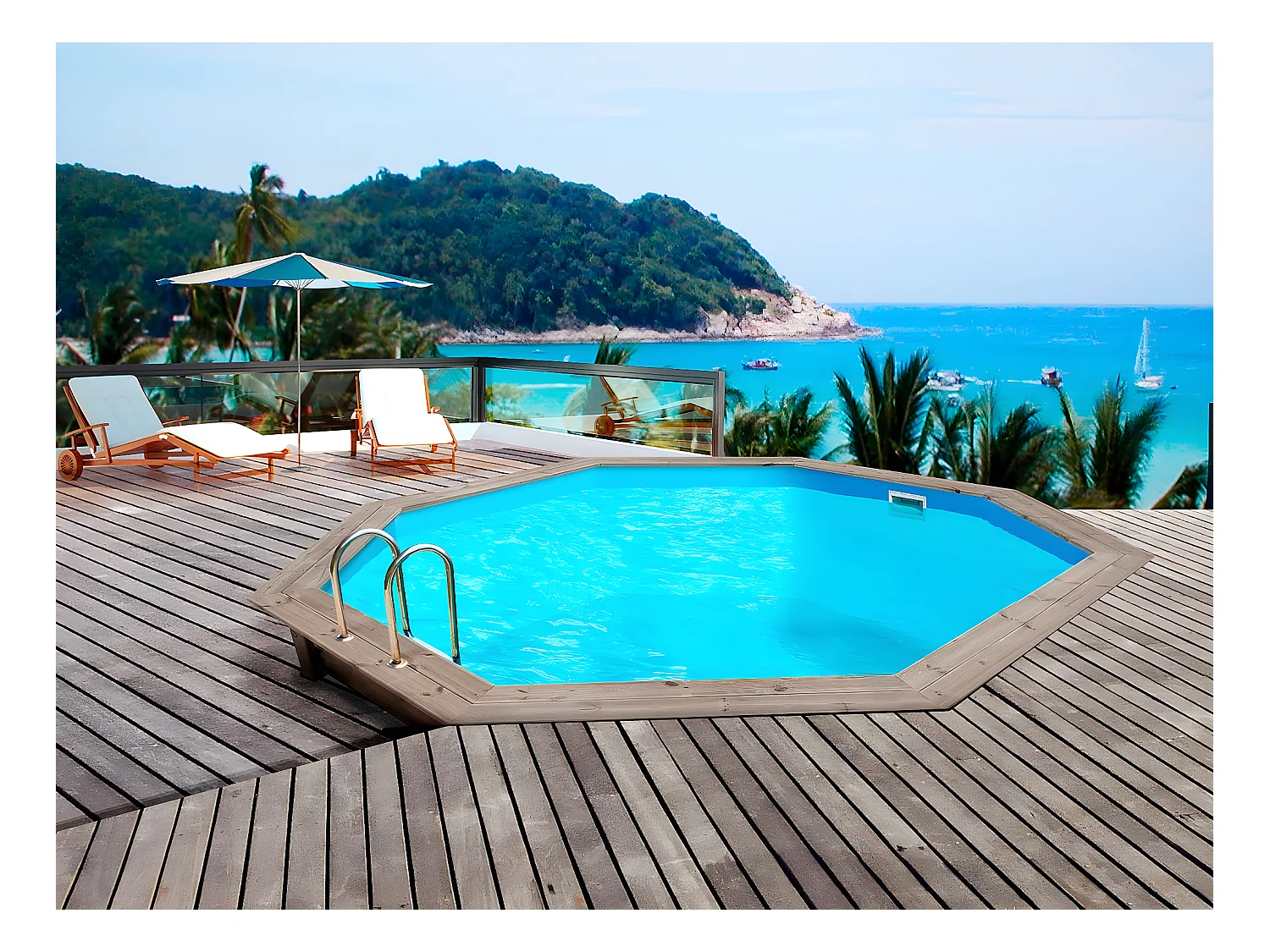 Piscine bois "Venecia" -  5.80 x 1.31 m +  Pompe à chaleur - Puissance 6.1 kW