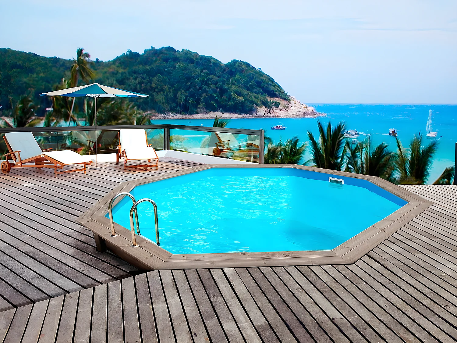 Piscine bois "Venecia" -  5.80 x 1.31 m +  Pompe à chaleur - Puissance 6.1 kW