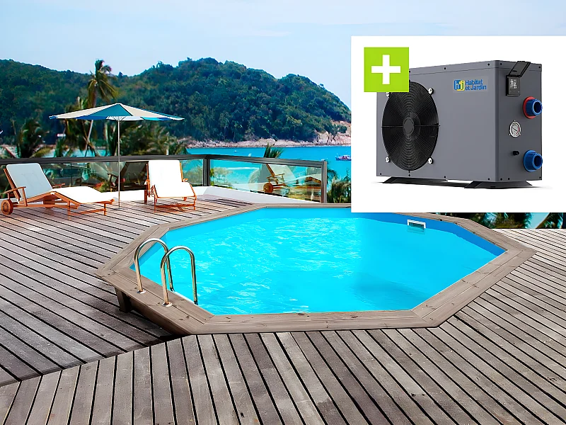 Piscine bois "Venecia" -  5.80 x 1.31 m +  Pompe à chaleur - Puissance 6.1 kW