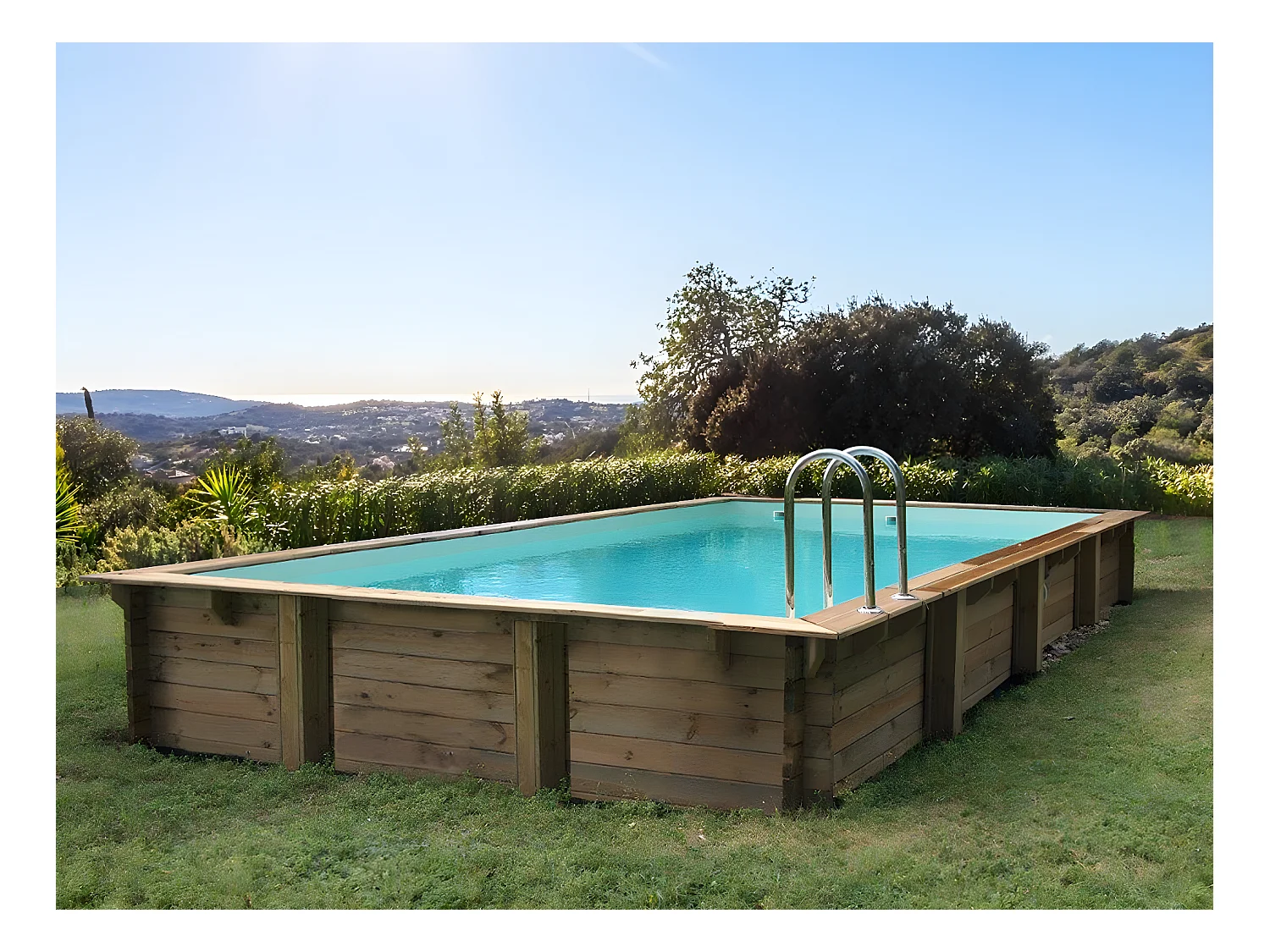Piscina rectangular de madera  "Kolanta" - 10.20 x 5.20 x 1.44 m