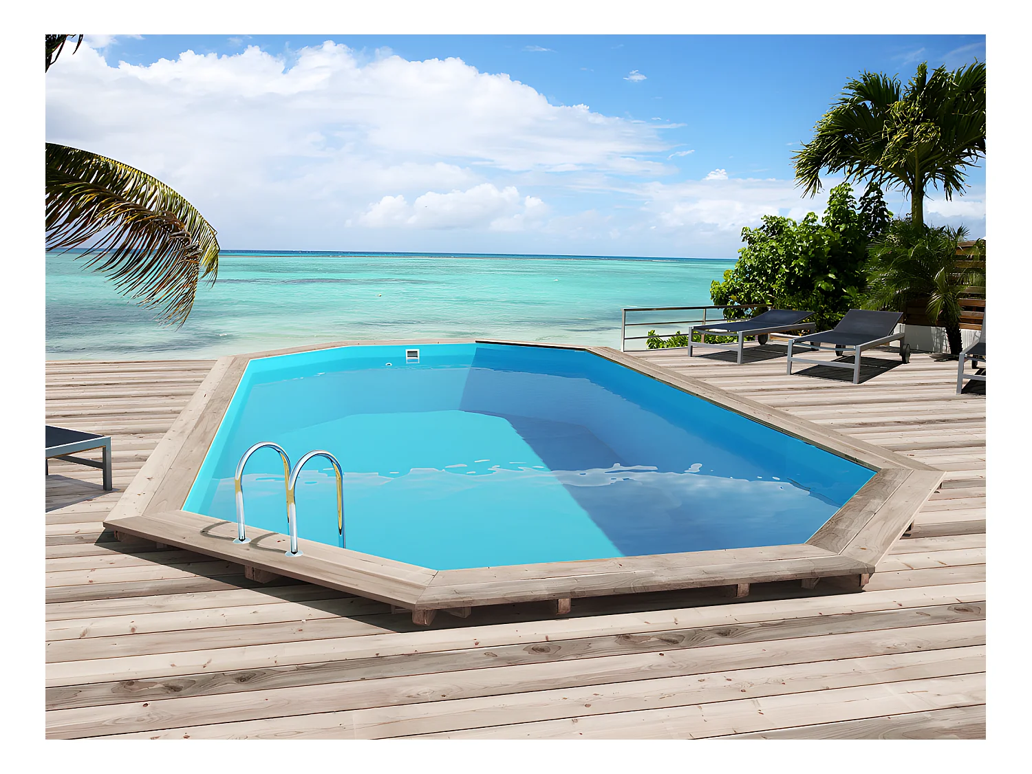 Piscina in legno "San Paolo" - 6,57 x 4,07 x 1,20 m