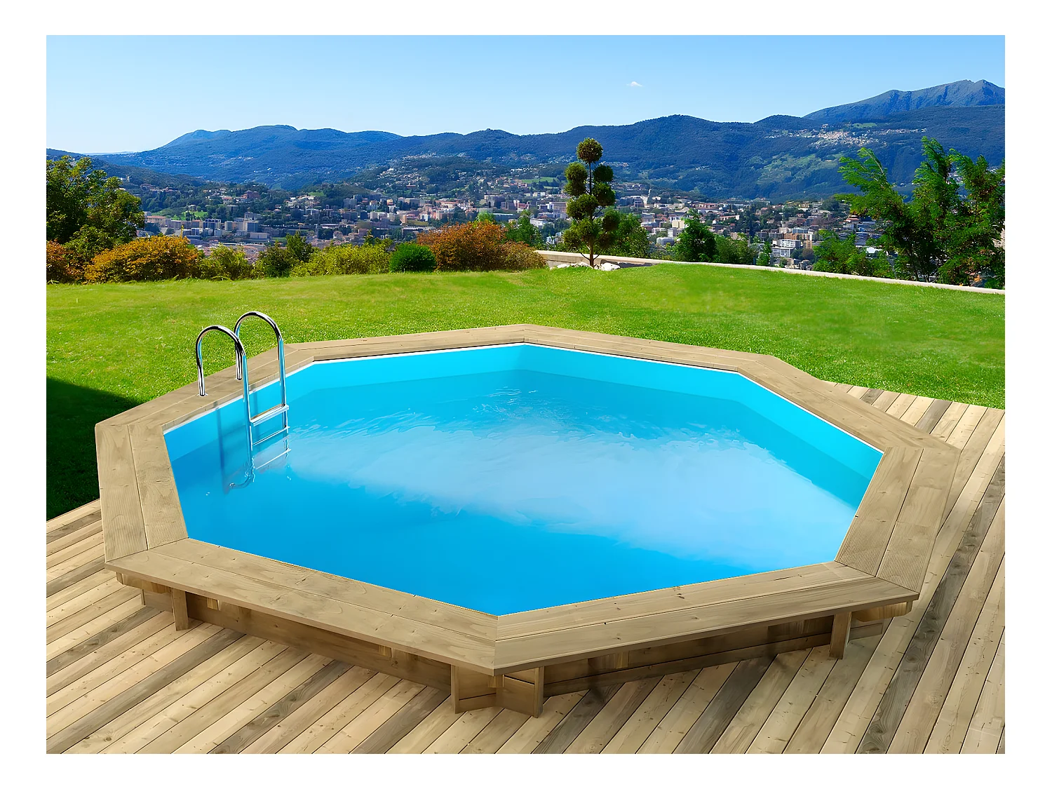 Houten zwembad "Verona" van 5,10 x 1,20 m met warmtepomp - Ideaal om te ontspannen met het gezin