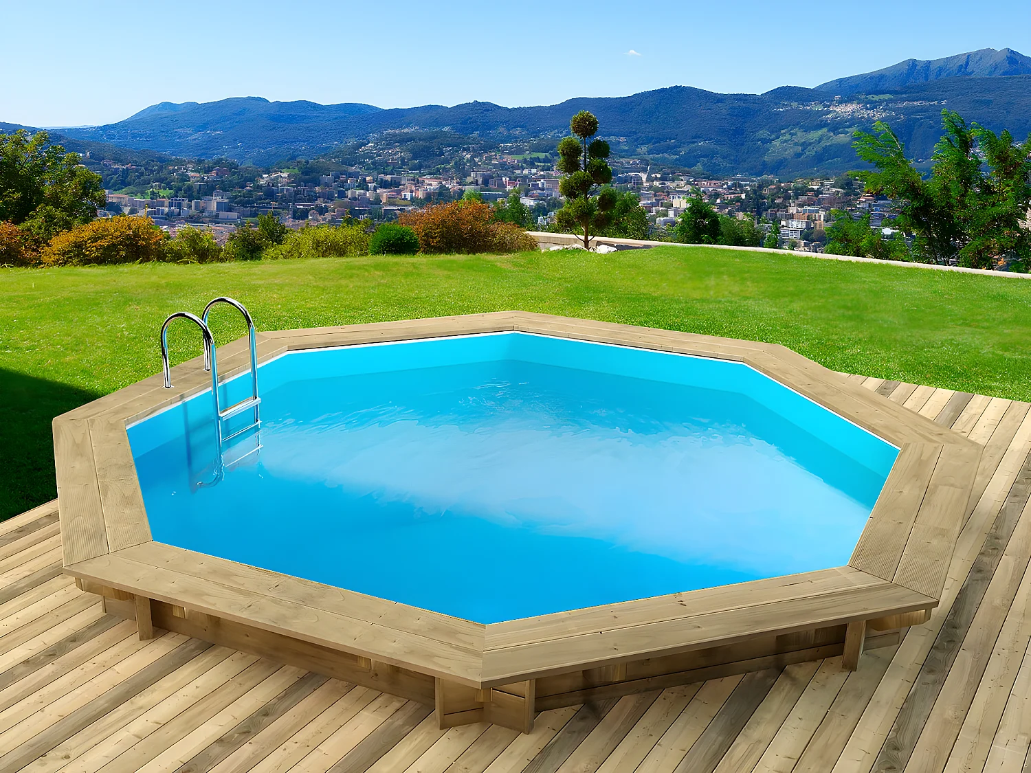 Piscine bois " Verona " - 5.10 x 1.20 m + Pompe à chaleur - Puissance 6.1 kW