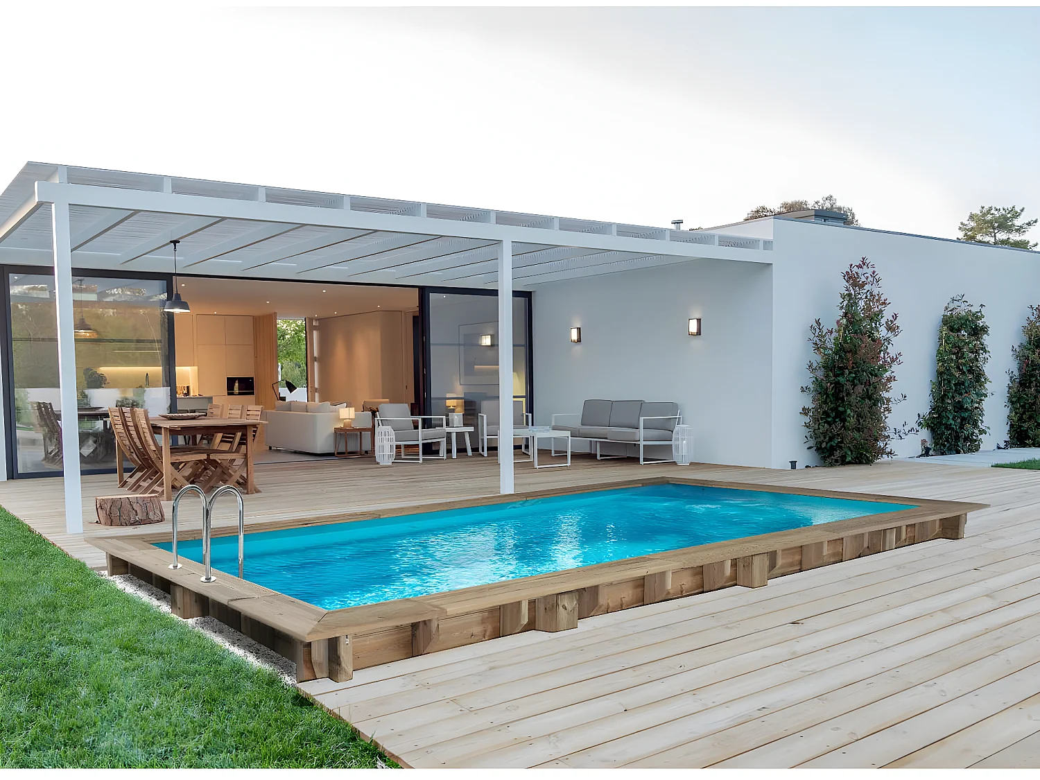 Piscine bois rectangle " Tobago "- 6.20 x 3.00 x 1.31 m