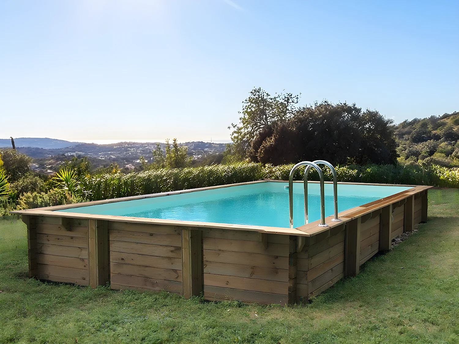 Piscine bois en kit rectangle " Tampa 145 " - 7.20 x 4.20 x 1.44 m