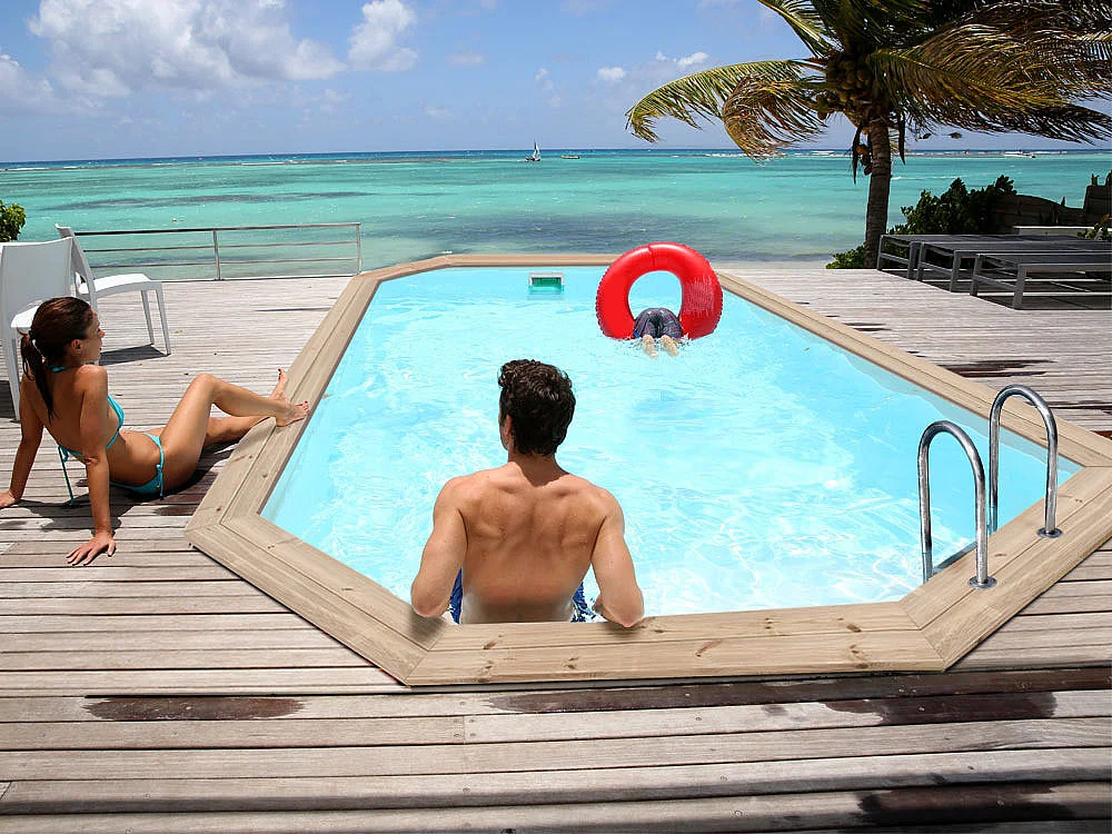 Piscine bois " Cordoue " - 3.48 x 2.15 x 1.18 m + Bâche à bulles 180 µ - Bâche hiver 280 g/m²