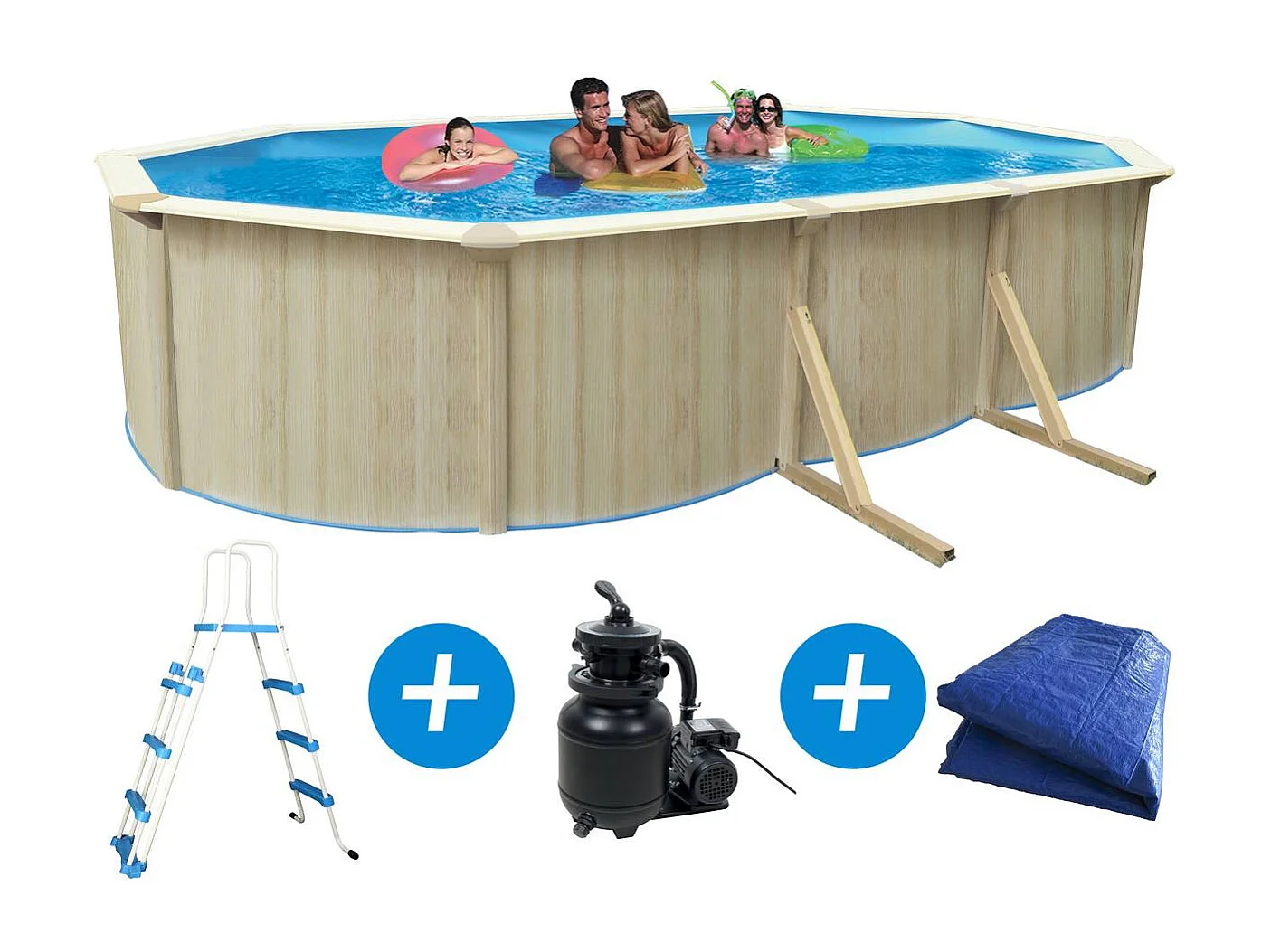 Piscine acier ovale aspect bois "Caracas"- 6.10 x 3.60 x 1.20 m