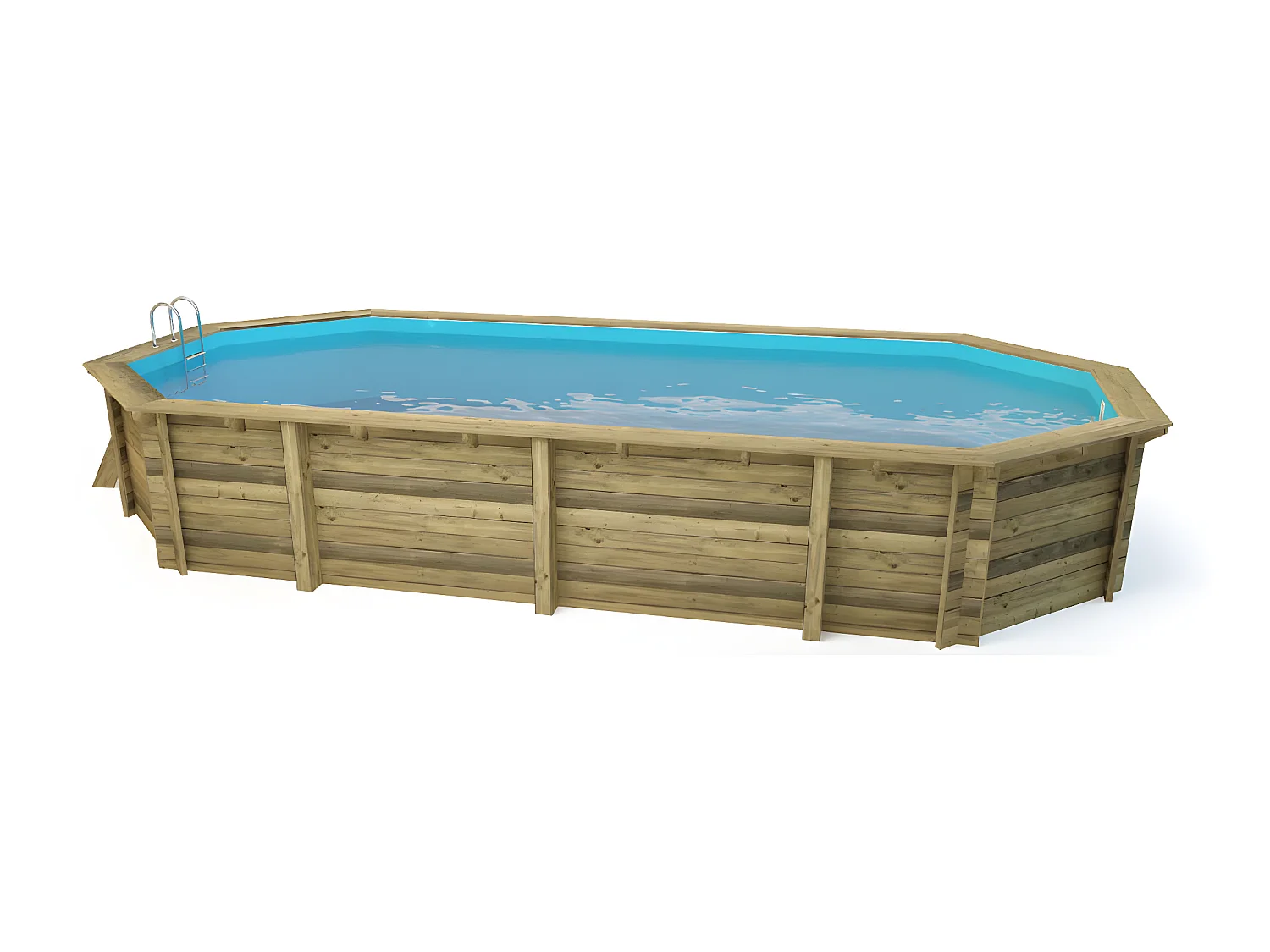 Piscine bois " Palma 130 " - 7.57 x 4.07 x 1.31 m +  Bâche à bulles 180 µ + Bâche hiver 280 gr/m²