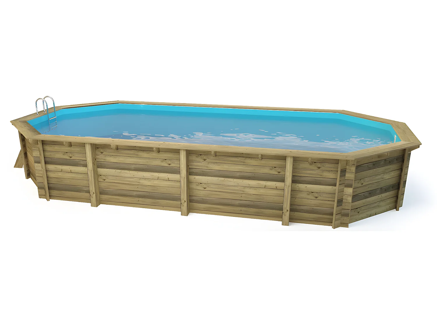 Piscine bois " Palma 130 " - 7.57 x 4.07 x 1.31 m +  Bâche à bulles 180 µ + Bâche hiver 280 gr/m²