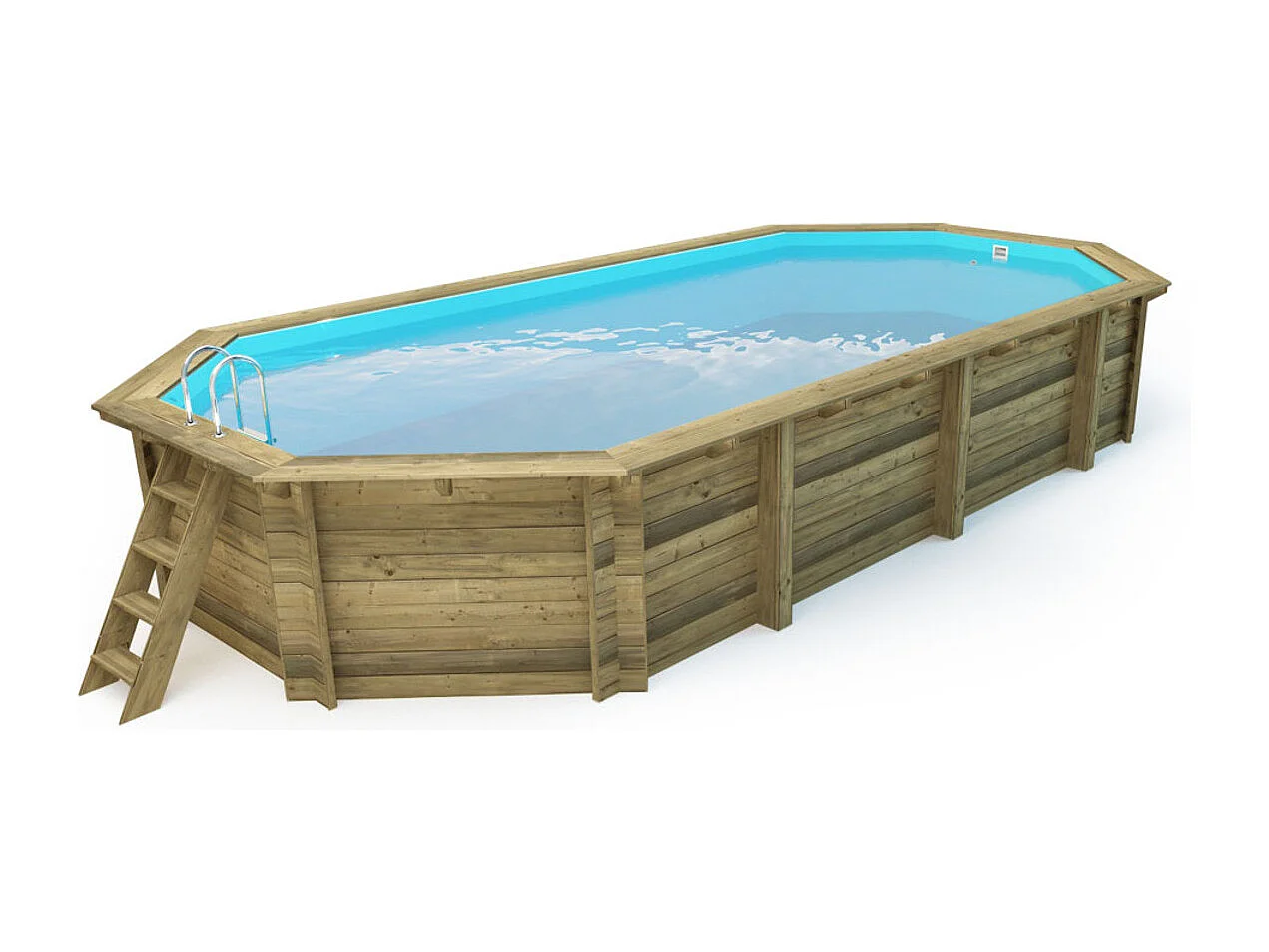 Piscine bois " Palma 130 " - 7.57 x 4.07 x 1.31 m +  Bâche à bulles 180 µ + Bâche hiver 280 gr/m²