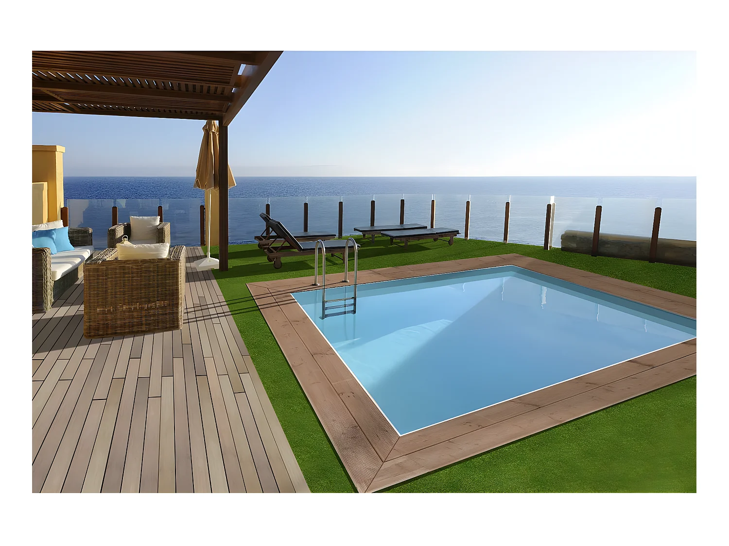 Piscina rettangolare in legno "Caimans" - 4,10 x 3,00 x 1,24 m