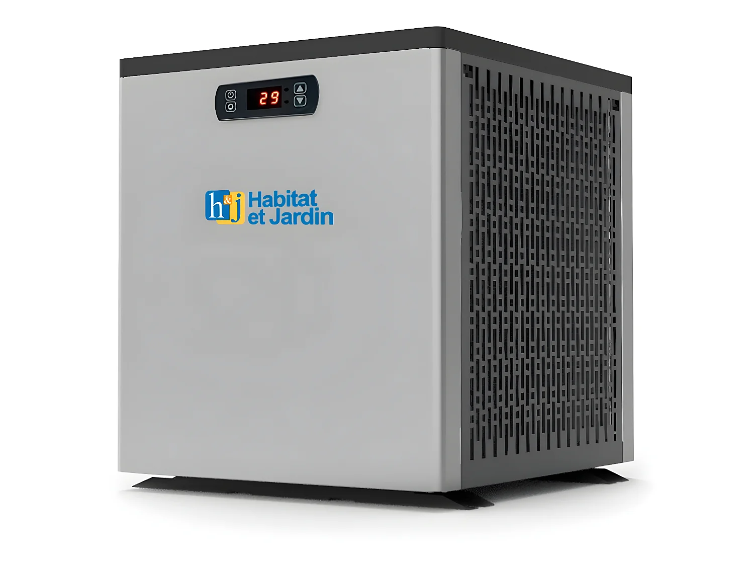 Piscine bois rectangle " Caimans 120 " - 4.10 x 3.00 x 1.24  m + Mini pompe à chaleur 3.5kW - Métal - Gris