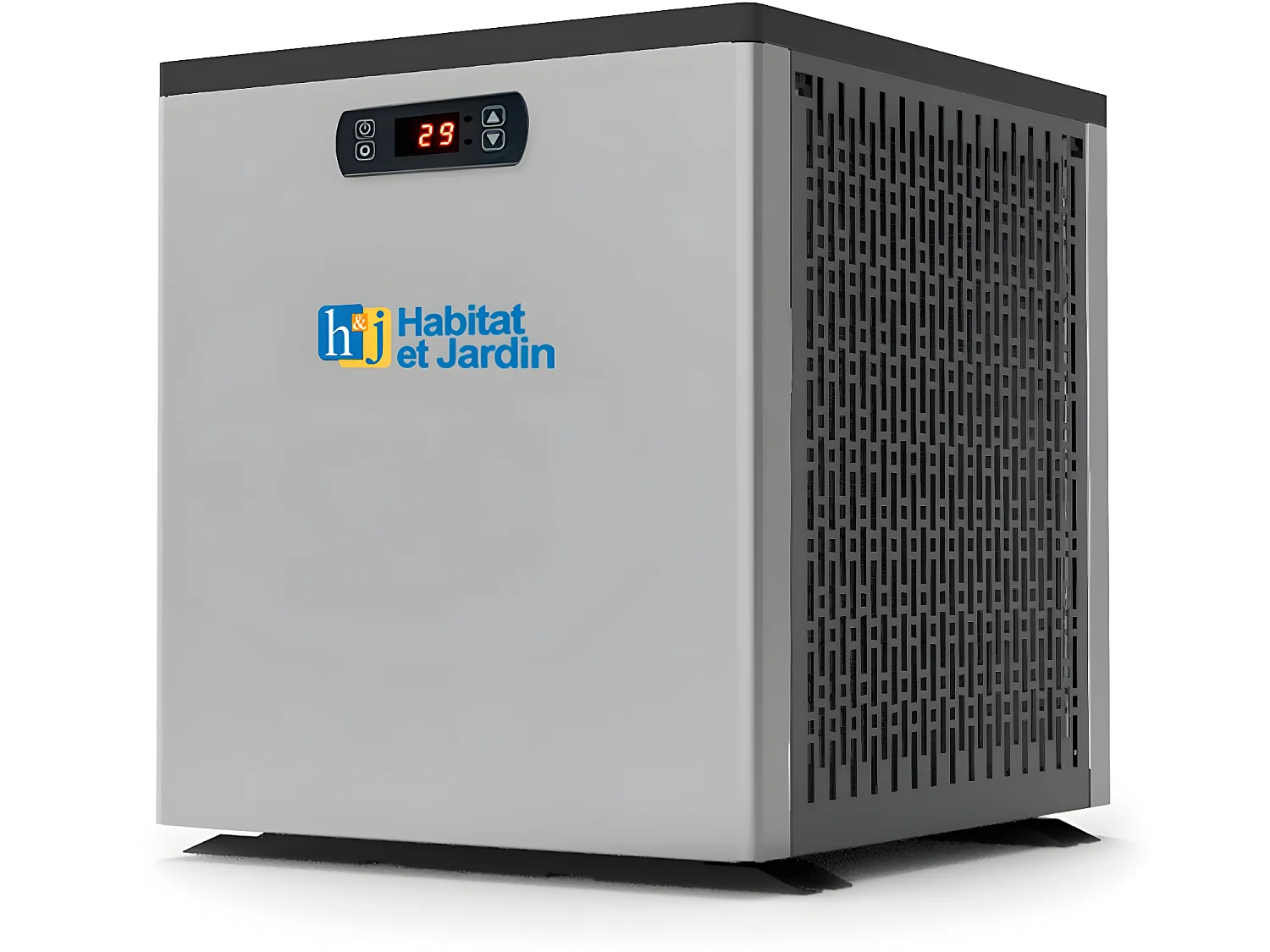 Piscine bois rectangle " Caimans 120 " - 4.10 x 3.00 x 1.24  m + Mini pompe à chaleur 3.5kW - Métal - Gris