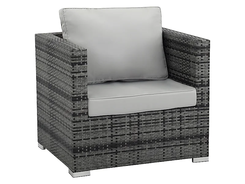 Cadeira de jardim em resina trançada "Ibiza" Florida Cinza - Alumínio/Textilène - Almofadas Incluídas