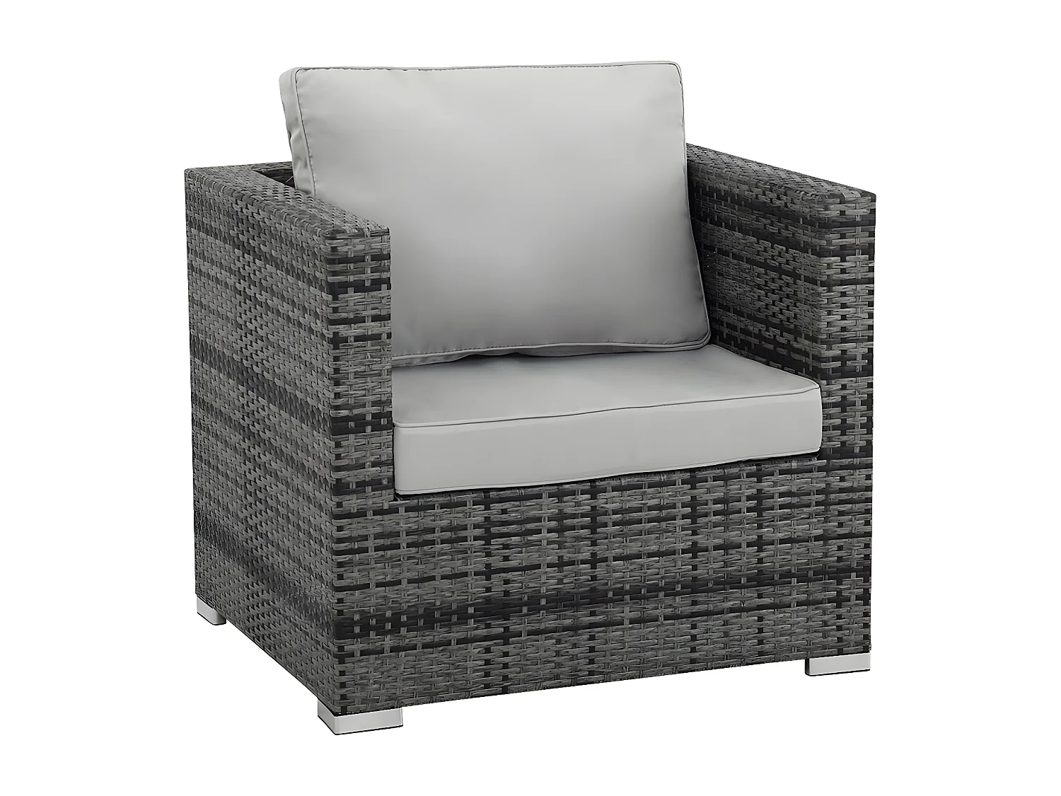 Tuinstoel van gevlochten hars "Ibiza" Florida Grijs - Aluminium/Textilène - Kussens Inbegrepen