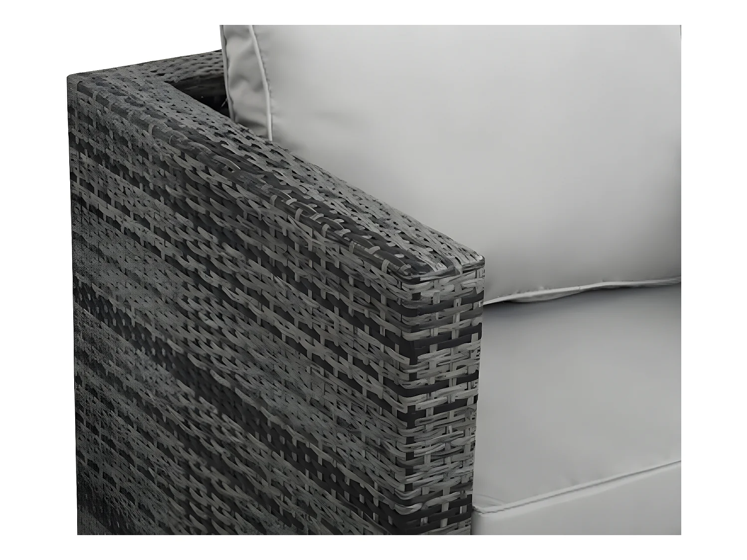 Tuinstoel van gevlochten hars "Ibiza" Florida Grijs - Aluminium/Textilène - Kussens Inbegrepen