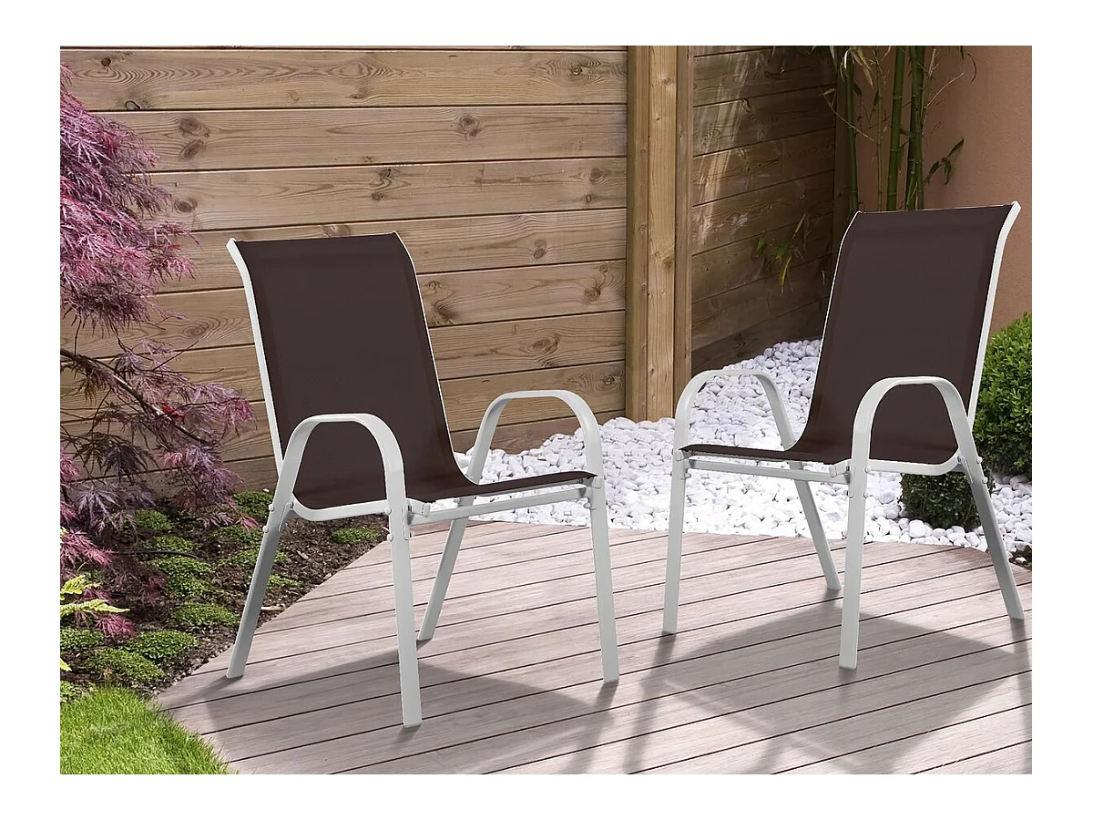 Set van 2 tuinstoelen "CORDOBA" in Textilène Taupe Phoenix