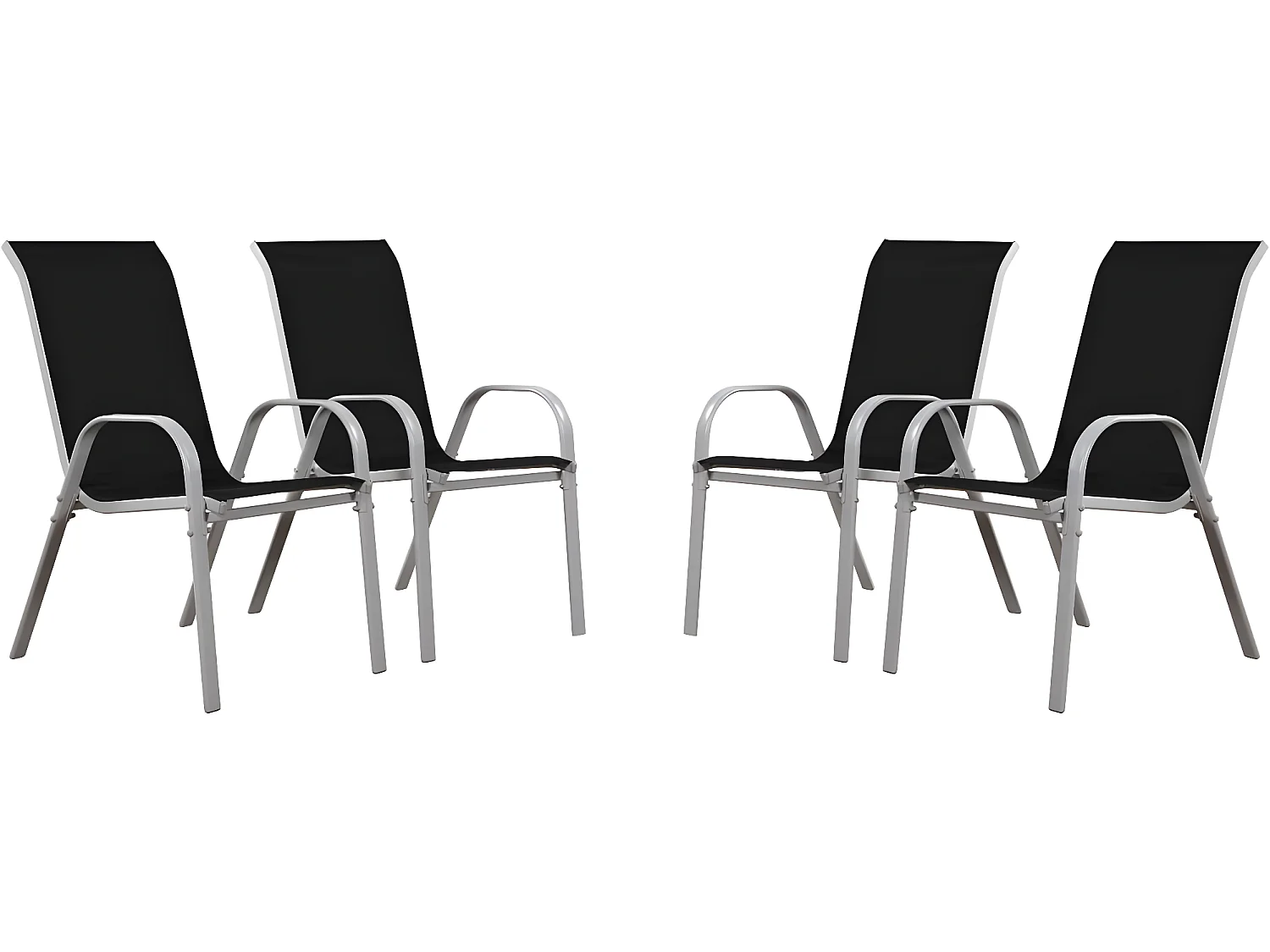 Fauteuil jardin Textilène "Cordoba" - Phoenix - Noir - Lot de 4