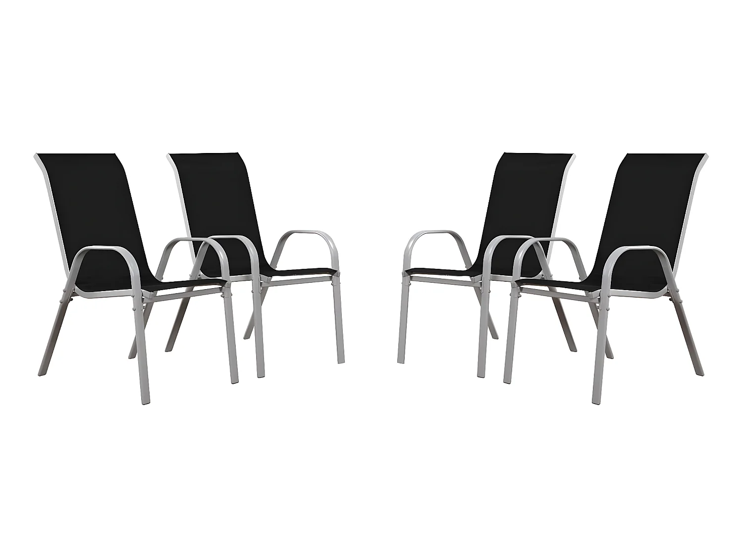 Fauteuil jardin Textilène "Cordoba" - Phoenix - Noir - Lot de 4