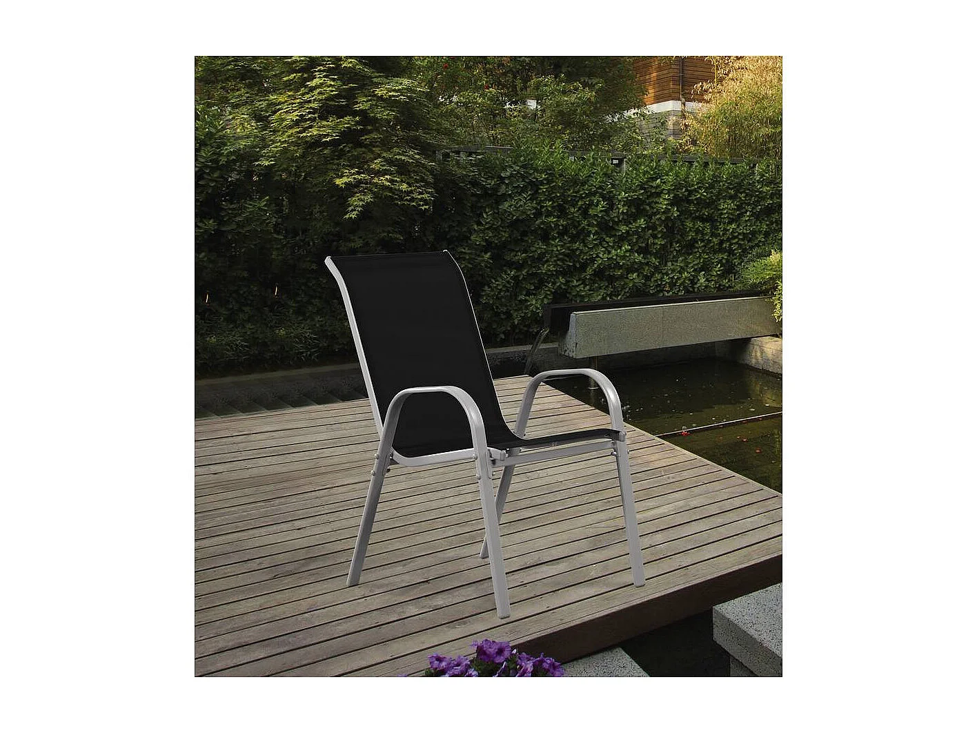 Fauteuil jardin Textilène "Cordoba" - Phoenix - Noir - Lot de 4