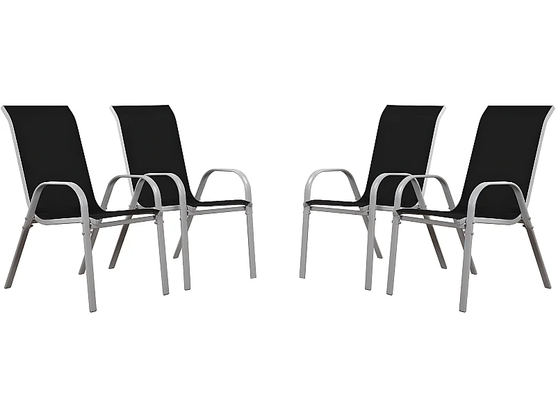 Fauteuil jardin Textilène "Cordoba" - Phoenix - Noir - Lot de 4