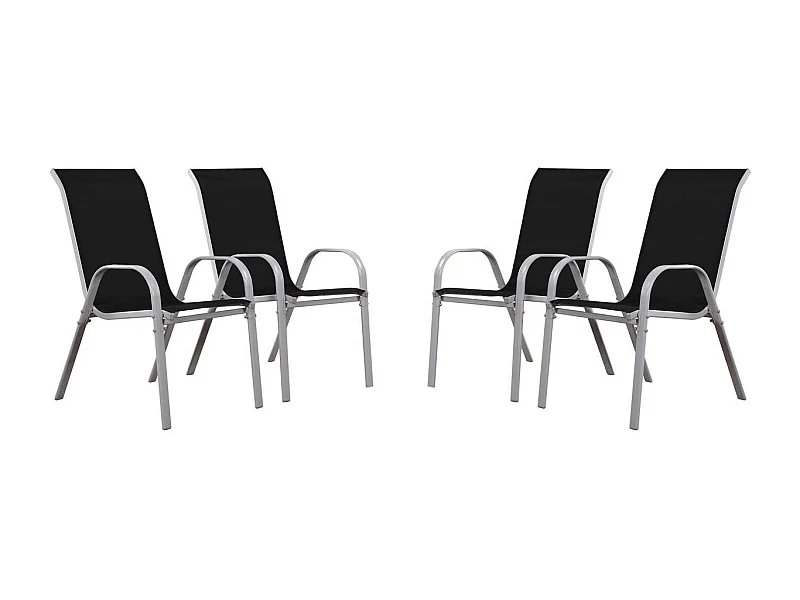 Fauteuil jardin Textilène "Cordoba" - Phoenix - Noir - Lot de 4