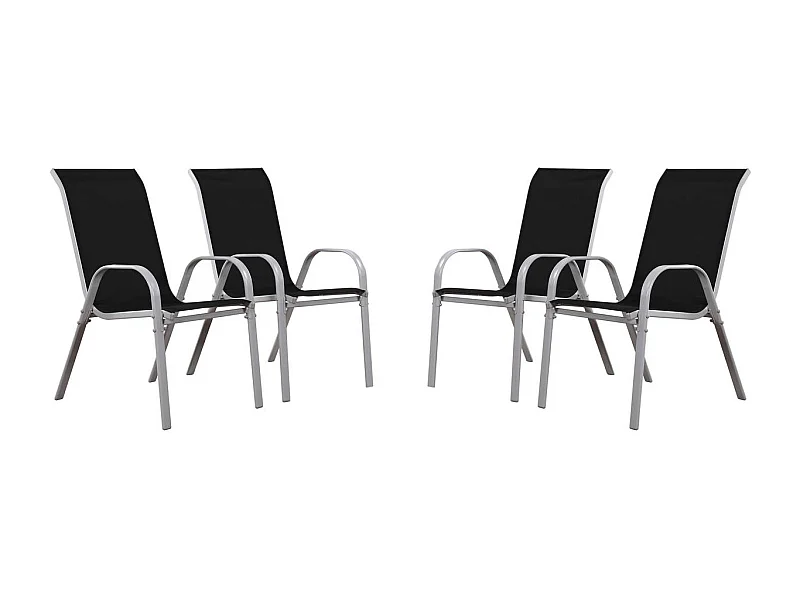 Fauteuil jardin Textilène "Cordoba" - Phoenix - Noir - Lot de 4