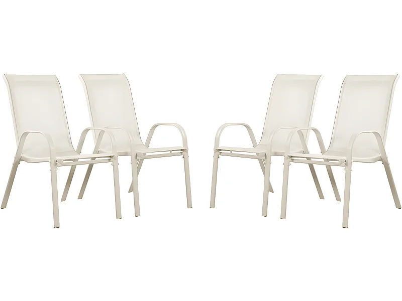 Fauteuil jardin Textilène "Cordoba" - Phoenix - Écru - Lot de 4