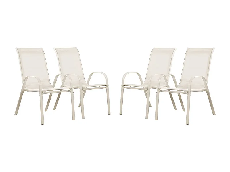 Fauteuil jardin Textilène "Cordoba" - Phoenix - Écru - Lot de 4