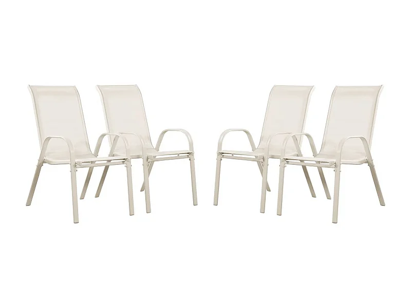 Fauteuil jardin Textilène "Cordoba" - Phoenix - Écru - Lot de 4