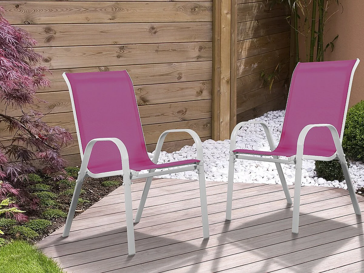 Fauteuil jardin Textilène "Cordoba" - Phoenix - Rose - Lot de 2