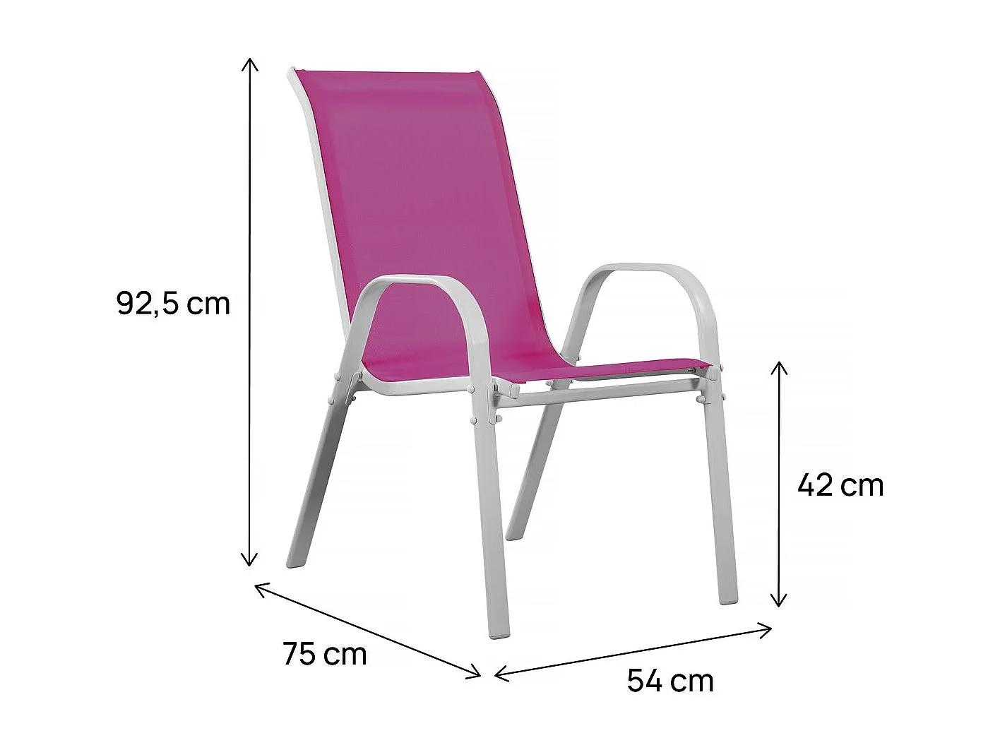 Fauteuil jardin Textilène "Cordoba" - Phoenix - Rose - Lot de 2