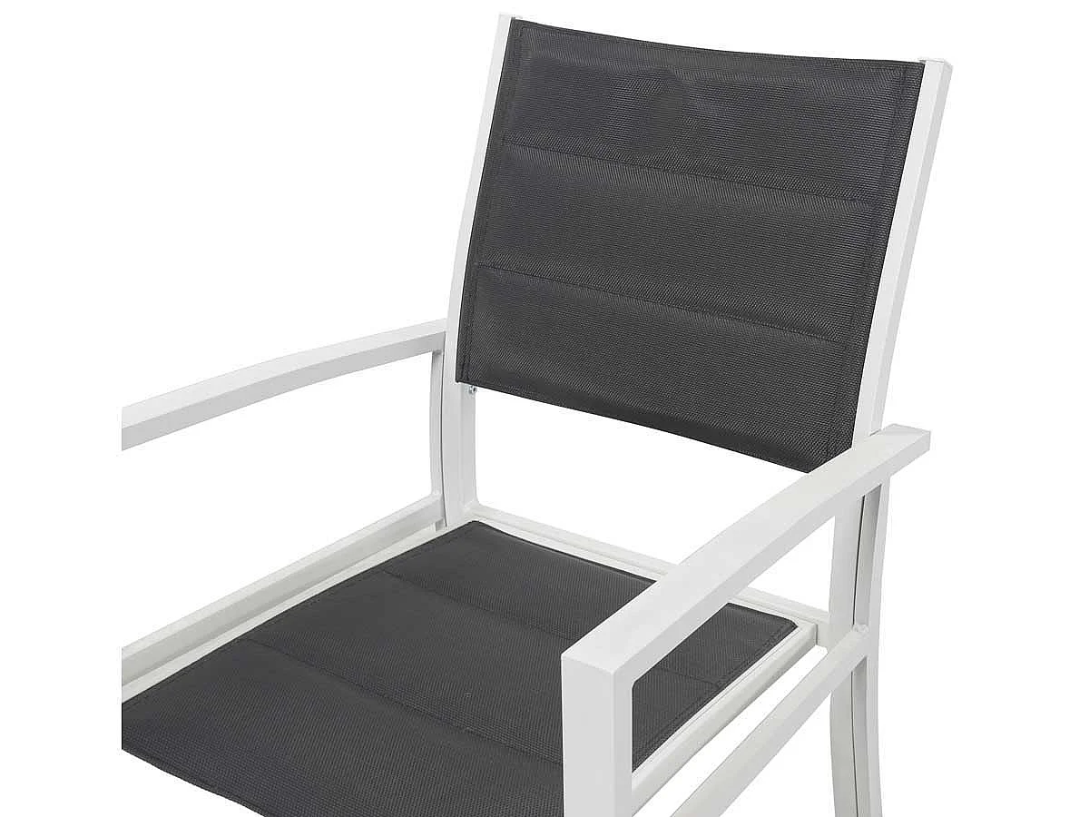 Fauteuil jardin Alu/Textilène "Brazil / Canaries" - Phoenix - blanc / gris foncé