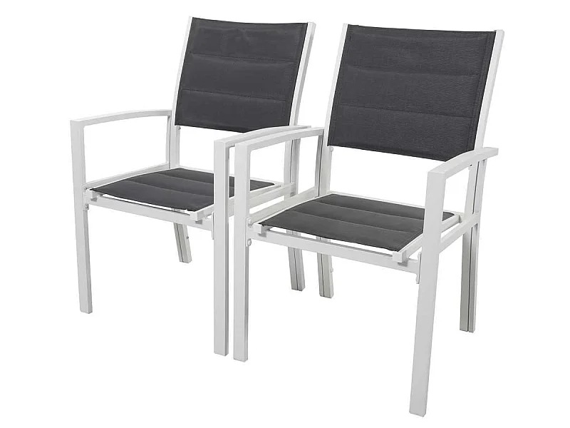 Fauteuil jardin Alu/Textilène "Brazil / Canaries" - Phoenix - blanc / gris foncé