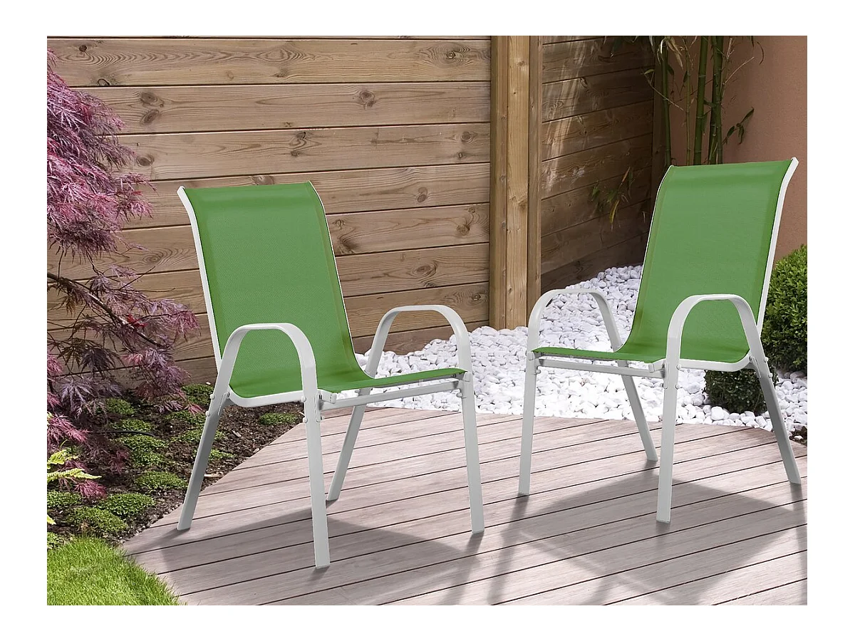 Conjunto de 2 cadeiras de jardim em Textilène "Cordoba" - Verde Phoenix