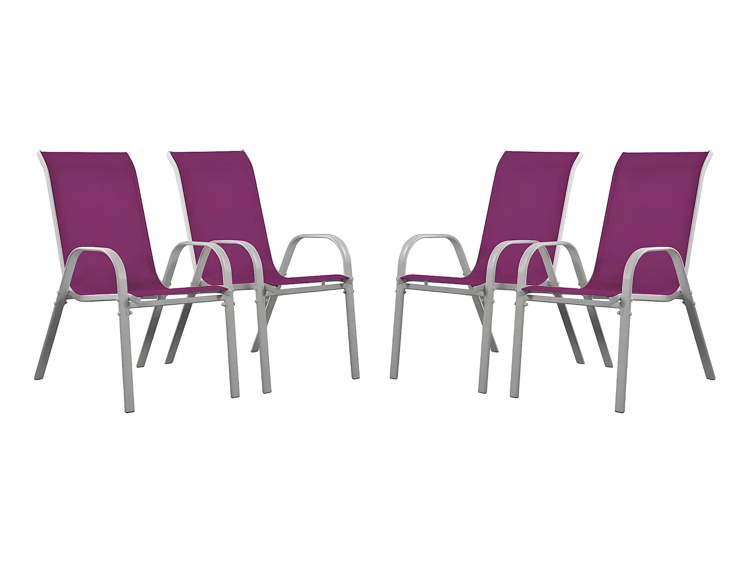 Fauteuil jardin Textilène "Cordoba" - Phoenix - Rose - Lot de 4