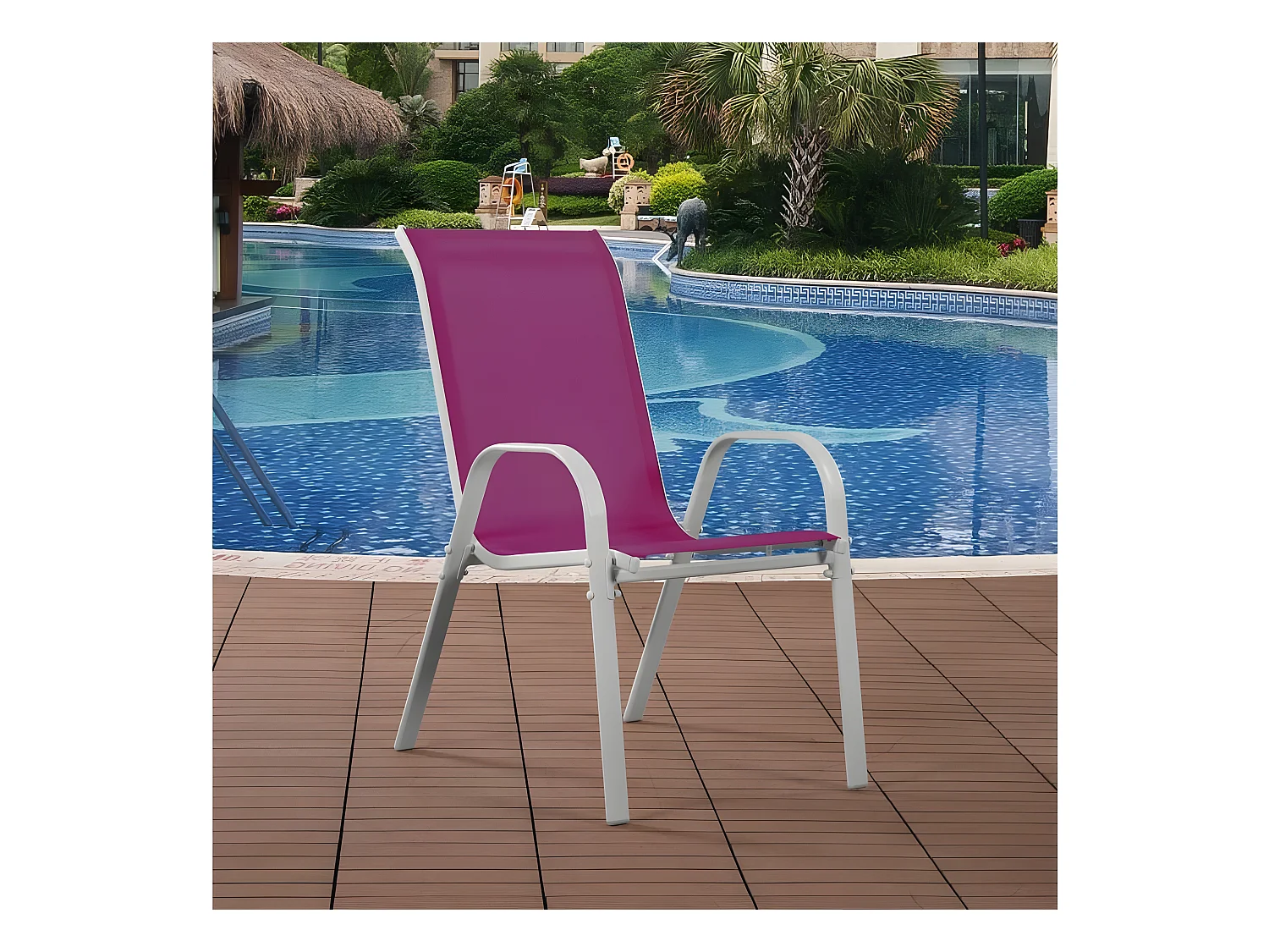 Fauteuil jardin Textilène "Cordoba" - Phoenix - Rose - Lot de 4