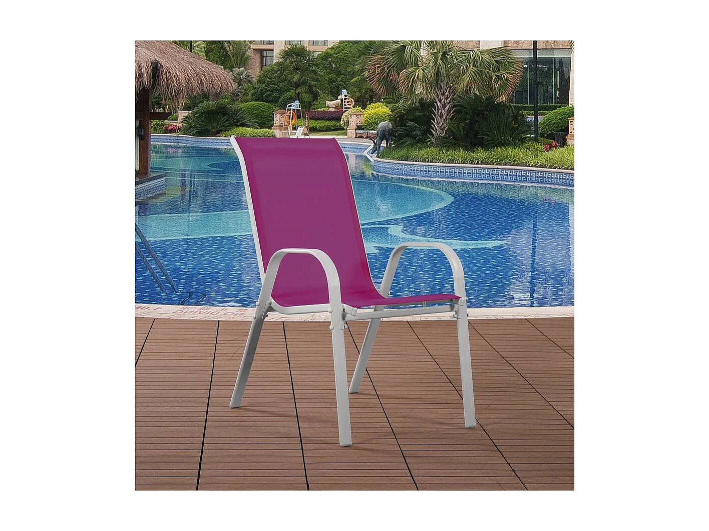 Fauteuil jardin Textilène "Cordoba" - Phoenix - Rose - Lot de 4