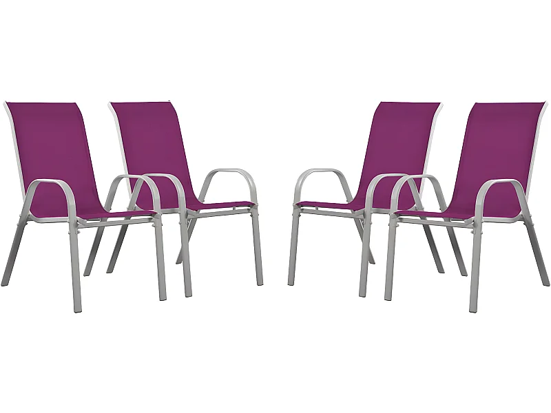 Fauteuil jardin Textilène "Cordoba" - Phoenix - Rose - Lot de 4