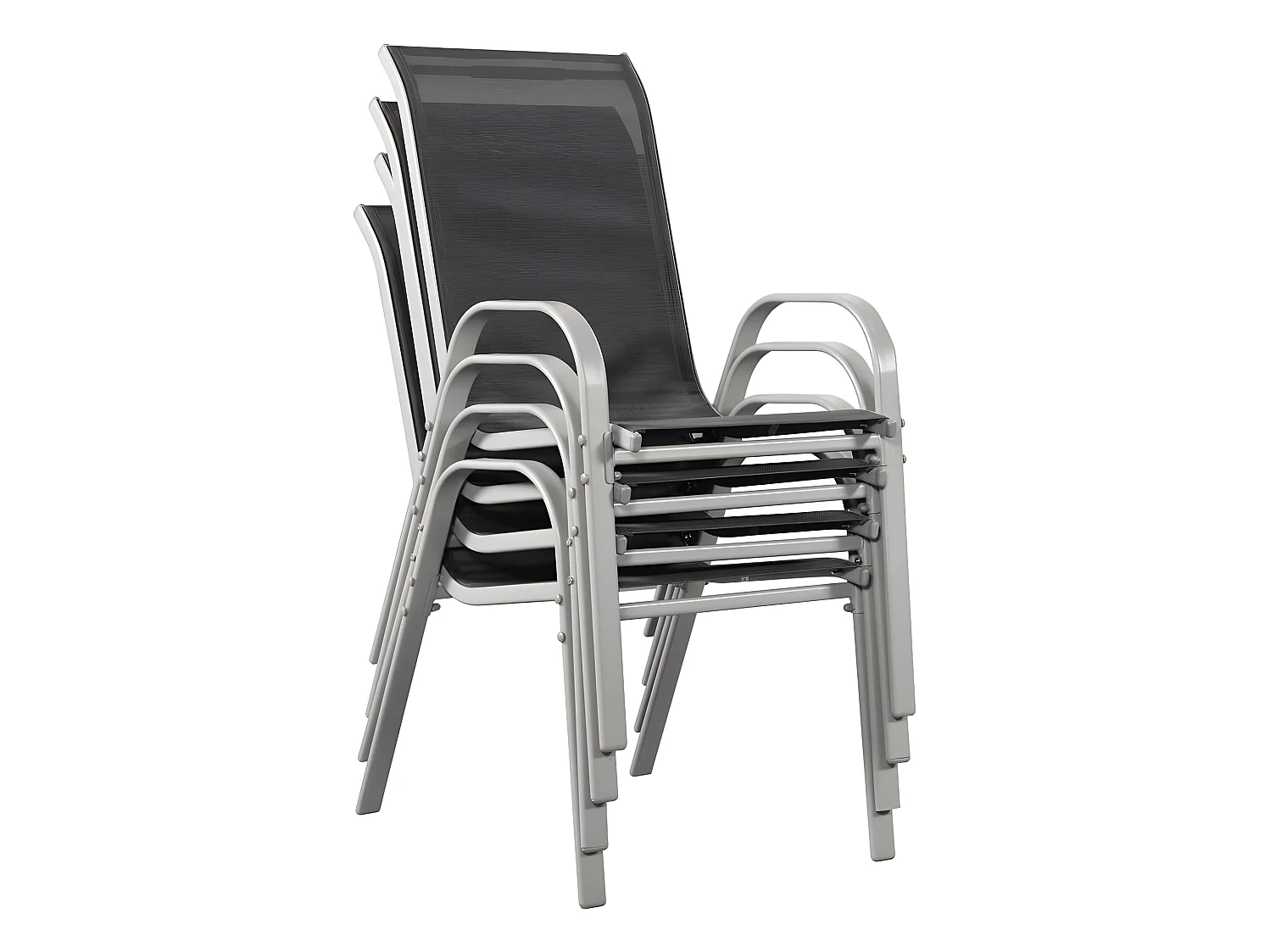 Juego de 4 sillas jardín Textileno "Cordoba" - Phoenix - Gris oscuro / plateado