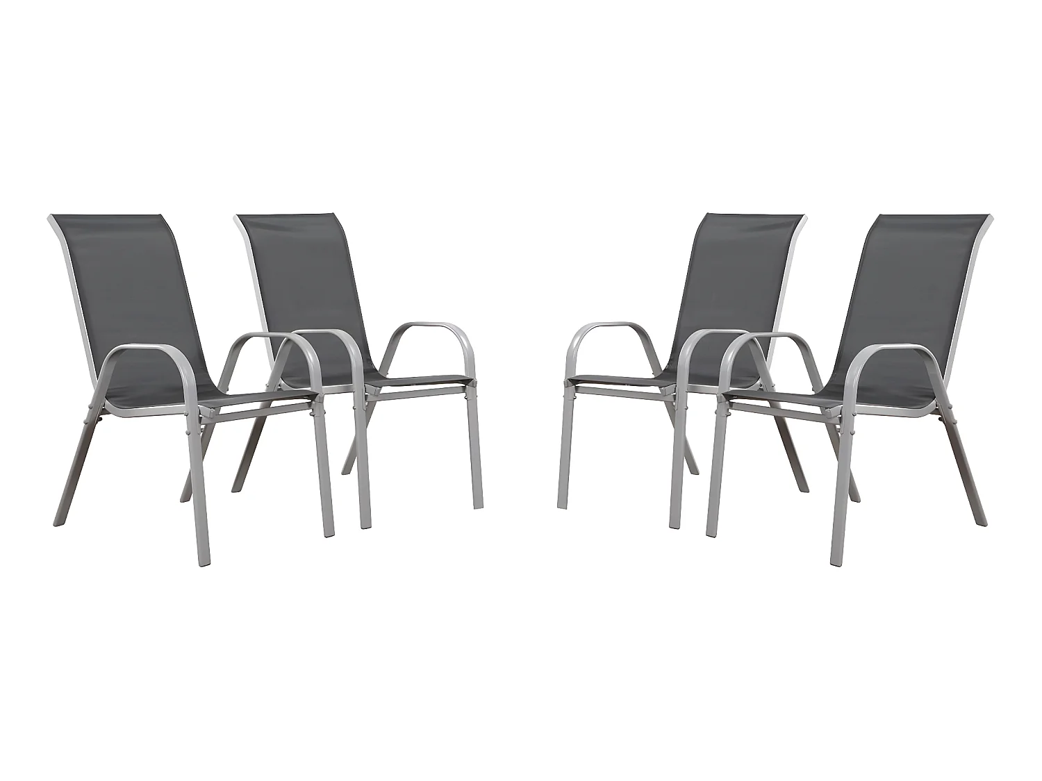 Fauteuil jardin Textilène "Cordoba" - Phoenix - Gris foncé/Argenté - Lot de 4