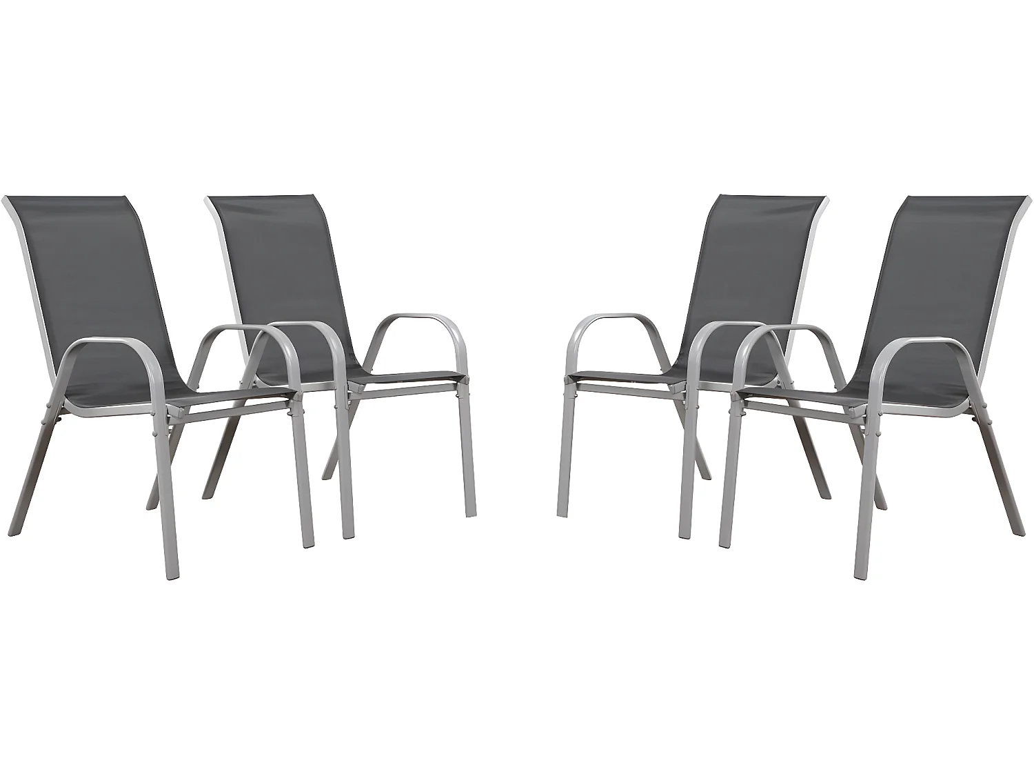 Juego de 4 sillas jardín Textileno "Cordoba" - Phoenix - Gris oscuro / plateado