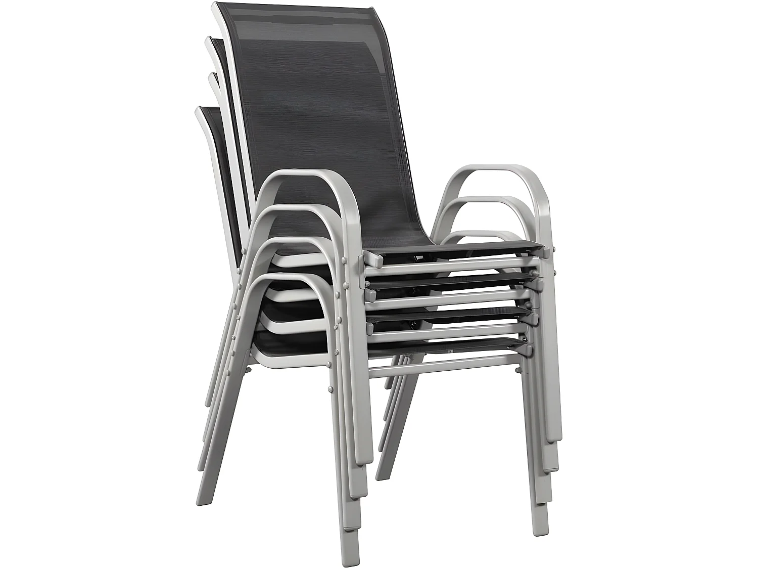 Juego de 4 sillas jardín Textileno "Cordoba" - Phoenix - Gris oscuro / plateado