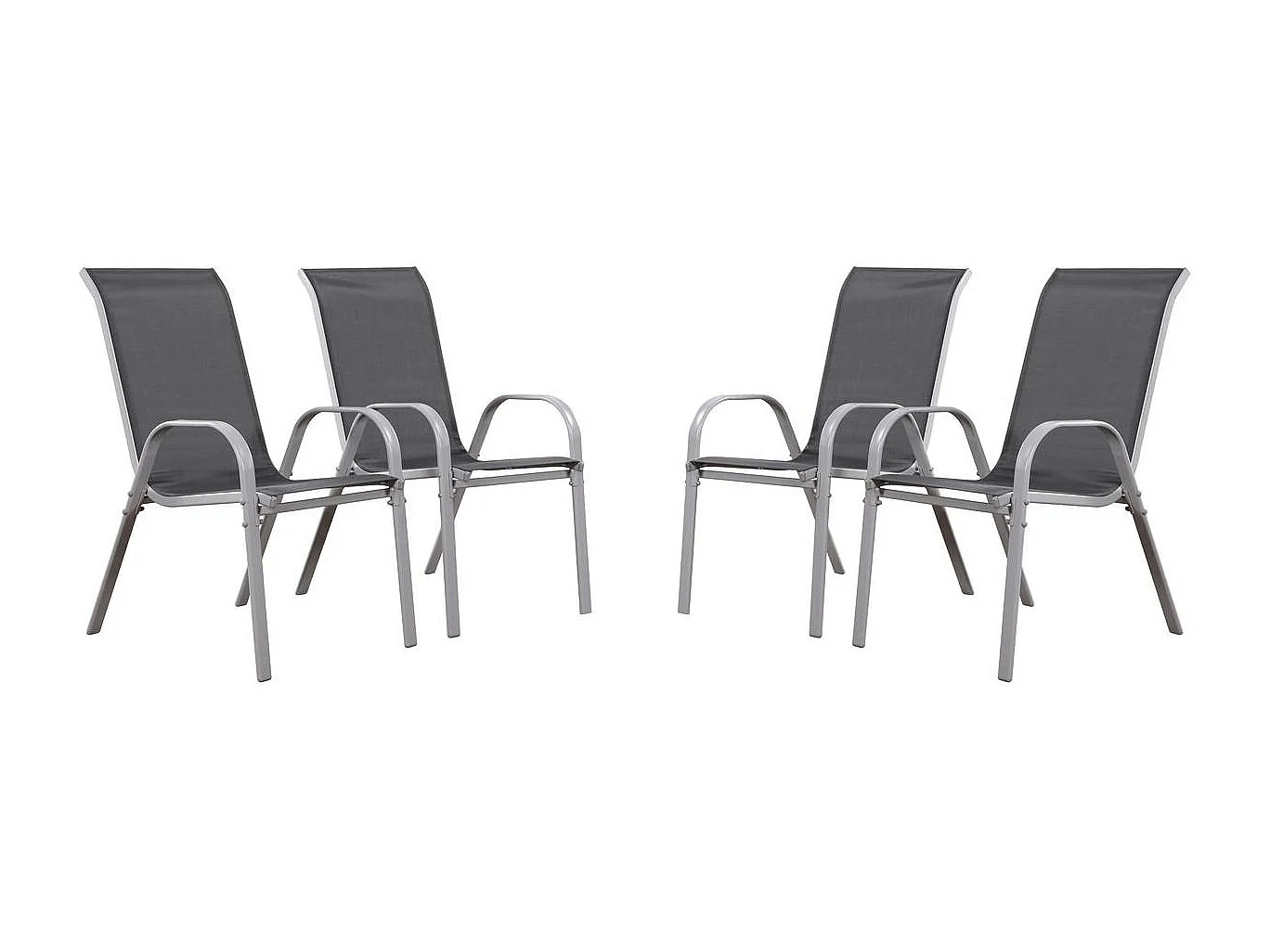 Juego de 4 sillas jardín Textileno "Cordoba" - Phoenix - Gris oscuro / plateado