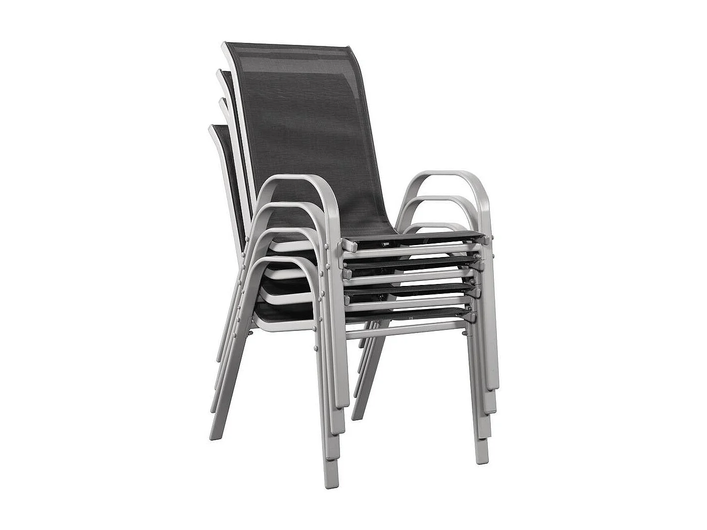 Juego de 4 sillas jardín Textileno "Cordoba" - Phoenix - Gris oscuro / plateado