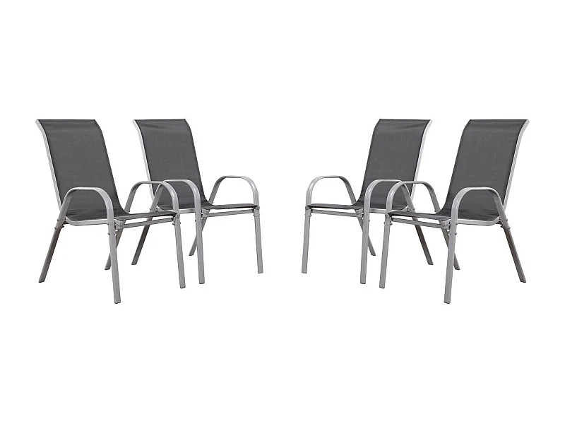 Fauteuil jardin Textilène "Cordoba" - Phoenix - Gris foncé/Argenté - Lot de 4