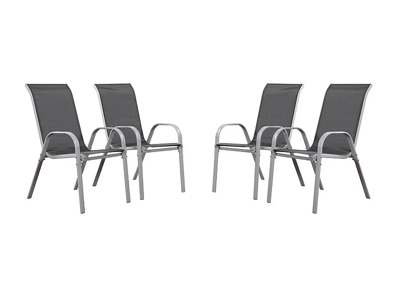 Fauteuil jardin Textilène "Cordoba" - Phoenix - Gris foncé/Argenté - Lot de 4